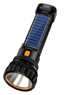 Flashlight, Solar or Rechargeable 1000 Lumens LED Flashlight Multi Function, with Emergency Strobe Light and 1200 Mah Battery, Power Supply USB Charging Cable, Fast Charging