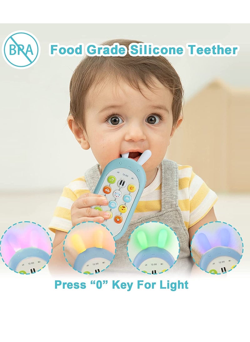 KASTWAVE Baby Early Education Toys Mobile Phone, Music Teething Glowing Toy Talking Educational Toy Birthday Gift for Preschool Children Over 6 Months Toddlers Rabbit, Blue - Image 5