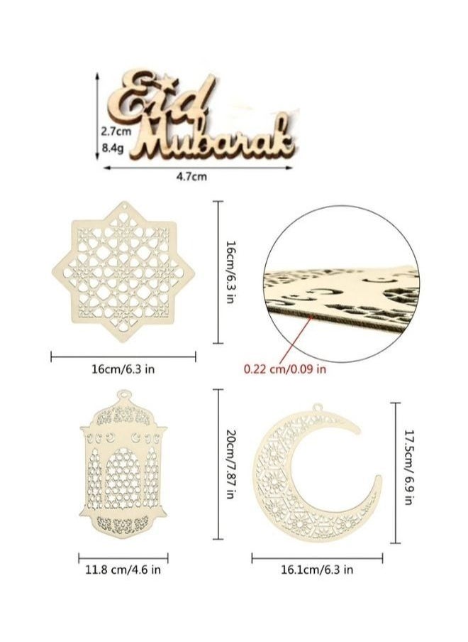 Generic - Eid Mubarak Ramadan Decor Moon Stars DIY Ornament Wooden Muslim Islamic Home Party Decorations Crafts - Image 1