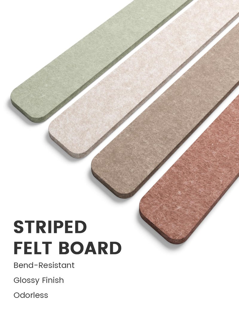 Fluxynara Cork Board Alternative Felt Strip Board 5-Pack 13"x2", Office Pin Board with 35 Push Pins, Adhesive Install for Bedroom Door & Home Office(Boho) - Image 3