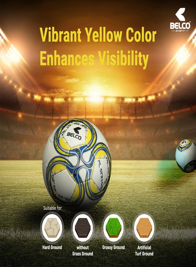 Belco Sports Platina Yellow 3PLY 1.5M PU Futsal Ball Football Size 4 - Image 5