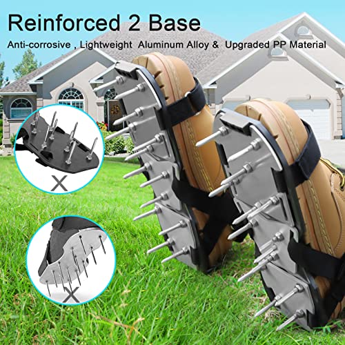 DenForste Lawn Aerator Shoes for Grass - Pre-Assembled Grass Aerator Shoes for Lawn - Soil Yard Aerator Tool for Aerating Patio Garden, Black - Image 2