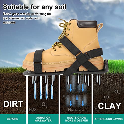 DenForste Lawn Aerator Shoes for Grass - Pre-Assembled Grass Aerator Shoes for Lawn - Soil Yard Aerator Tool for Aerating Patio Garden, Black - Image 5