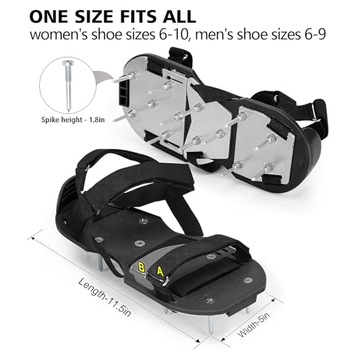 DenForste Lawn Aerator Shoes for Grass - Pre-Assembled Grass Aerator Shoes for Lawn - Soil Yard Aerator Tool for Aerating Patio Garden, Black - Image 4