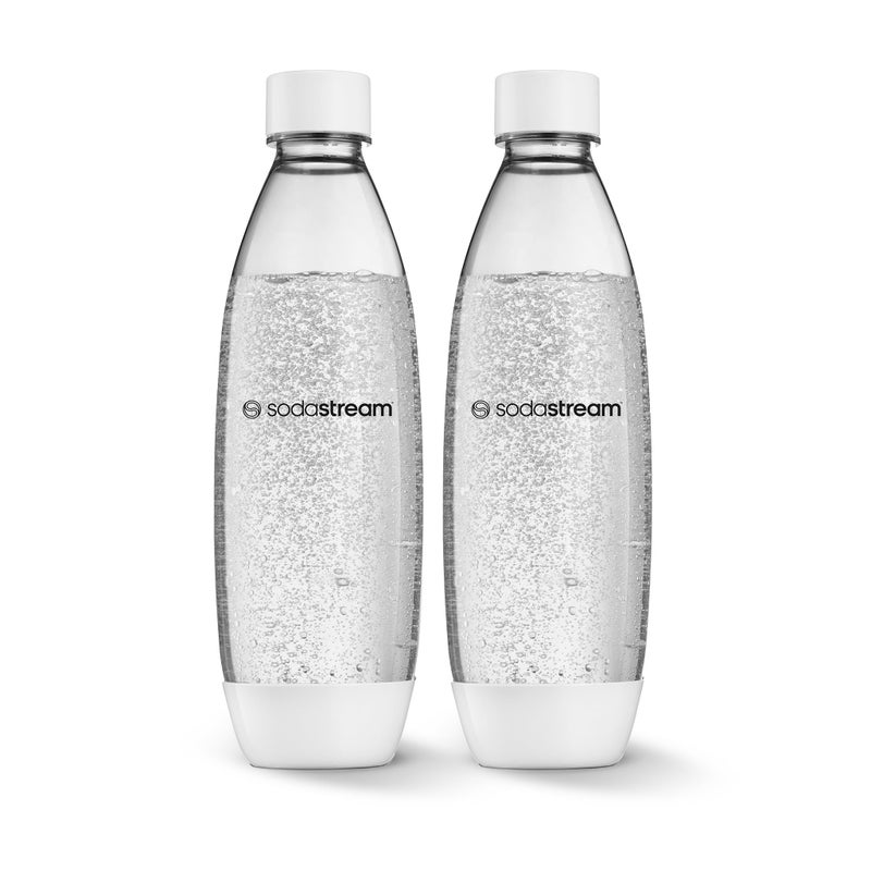 sodastream 1L Twin Pack Dishwasher Safe Slim Bottle White