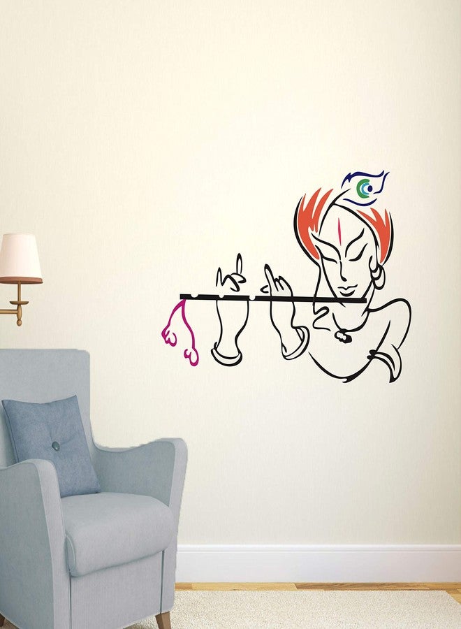 Sticker Yard Decoration Wall Stickers| Wall Sticker for Living Room -Bedroom - Office - Kids Room - Hall - Home Décor| Colorful Lord Krishna Wall Sticker & Decal Vinyl Sticker - Image 1