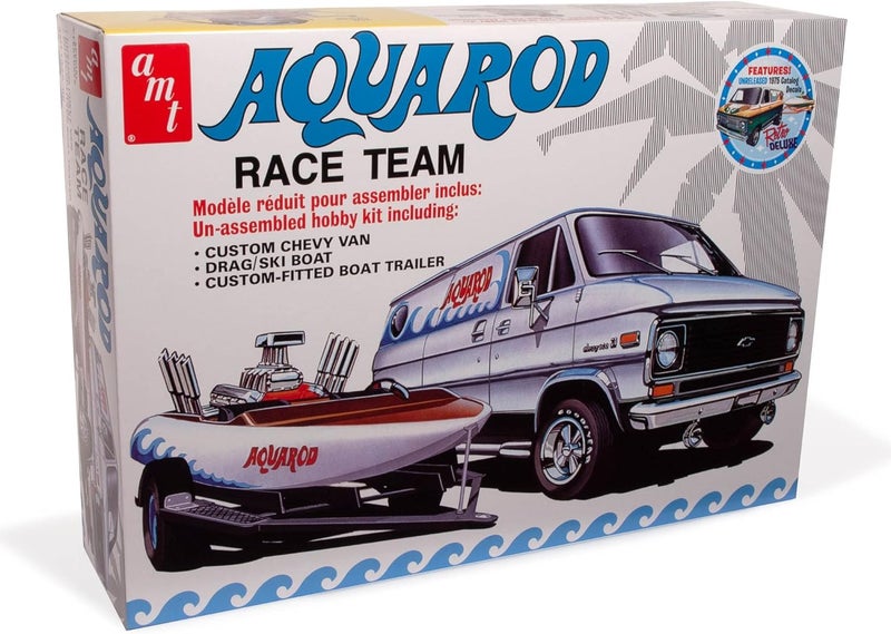 AMT AMT Aqua Rod Race Team 1975 Chevy Van Race Boat  Trailer 125 Scale Model Kit  - Image 1