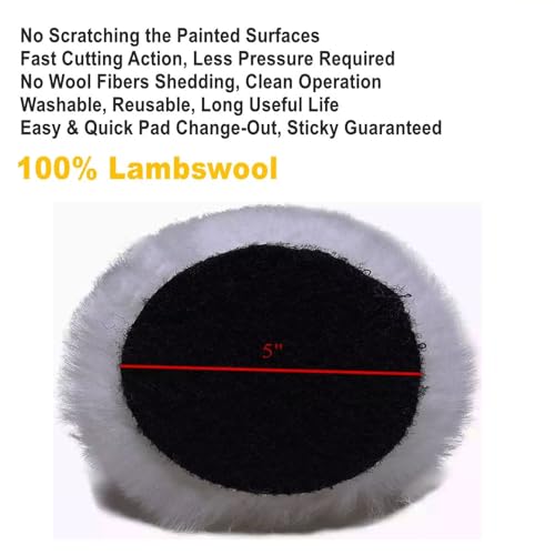 MLD 5 Inch Wool Pad Soft Wool Clean Polishing Polisher Buffing Bonnet Disc Pad For Car Auto Bike Polishing Woolen Buffer Wax PWP-101 (5 Inch) Pack Of -1, White - Image 2
