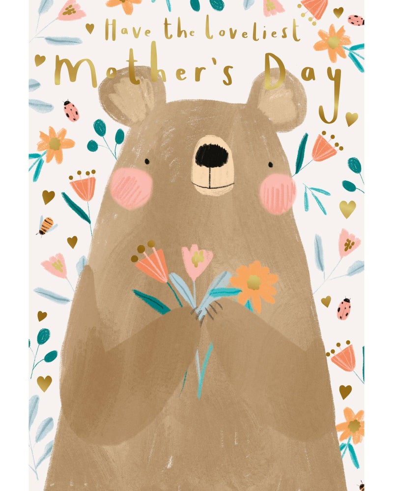 Hallmark Bear Holding Flowers Have The Loveliest Mother's Day Greeting Card - Image 1