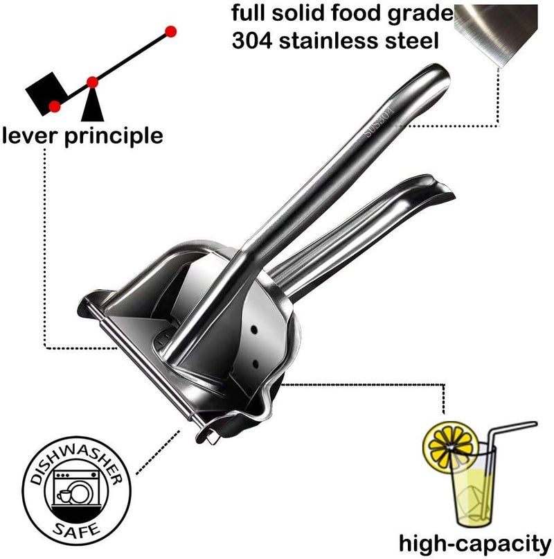 AUAM Real Stainless Steel Lemon Squeezer Citrus Juicer Hand Press Heavy Duty Manual Squeeze Juice Extractor Maker Orange Lime Grapefruit Presser - Bonus 50 Pcs Filter Bags - Image 3