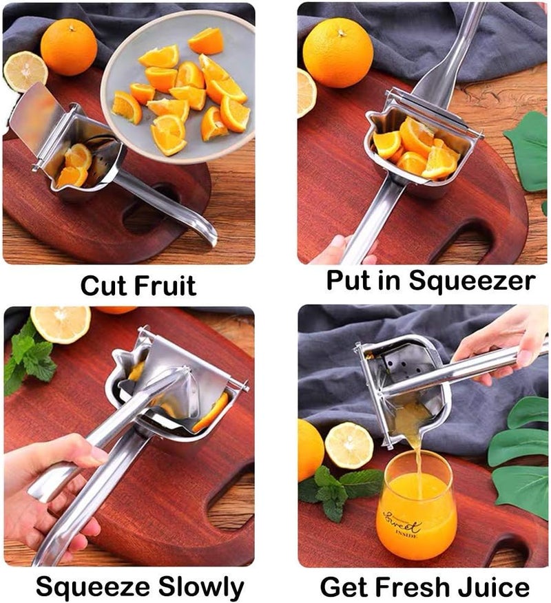 AUAM Real Stainless Steel Lemon Squeezer Citrus Juicer Hand Press Heavy Duty Manual Squeeze Juice Extractor Maker Orange Lime Grapefruit Presser - Bonus 50 Pcs Filter Bags - Image 4