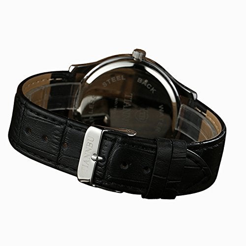 DREAMING Q&P Romantic His and Hers Watches,Pair Hearts Wristwatches for Couples Man Woman,Black Ultrathin Leather Strap Set of 2 - Image 5