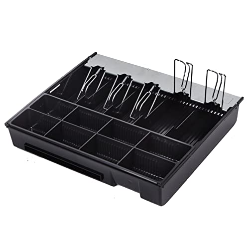 GOBBLER Cash Tray 5 Bill / 8 Coin, Durable ABS Cash Money Organiser with Stainless Steel Metal Clips - Cash Tray 415 (Black) - Image 3