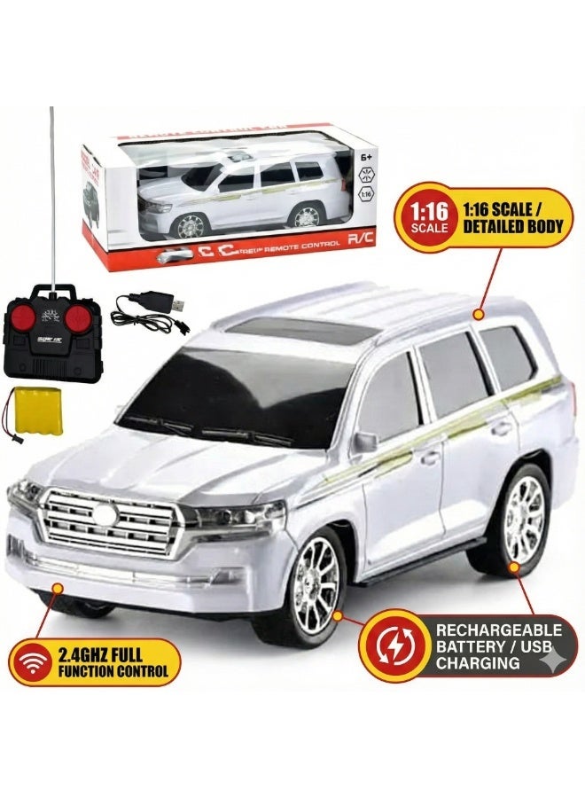 REZZOSS Remote Control Land Cruiser Car Toy for Kids – 1:16 Scale RC SUV Vehicle with LED Headlights | High Speed Electric Off-Road Jeep Model | Realistic White 4x4 Simulation Crawler | Best Birthday Gift for Boys & Girls 5+ - Image 2