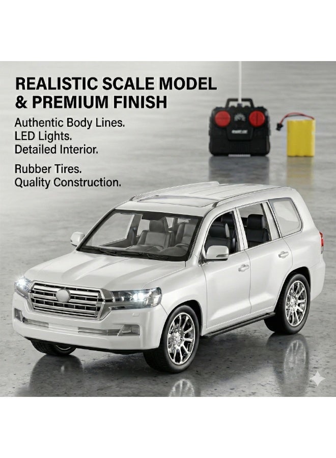 REZZOSS Remote Control Land Cruiser Car Toy for Kids – 1:16 Scale RC SUV Vehicle with LED Headlights | High Speed Electric Off-Road Jeep Model | Realistic White 4x4 Simulation Crawler | Best Birthday Gift for Boys & Girls 5+ - Image 3