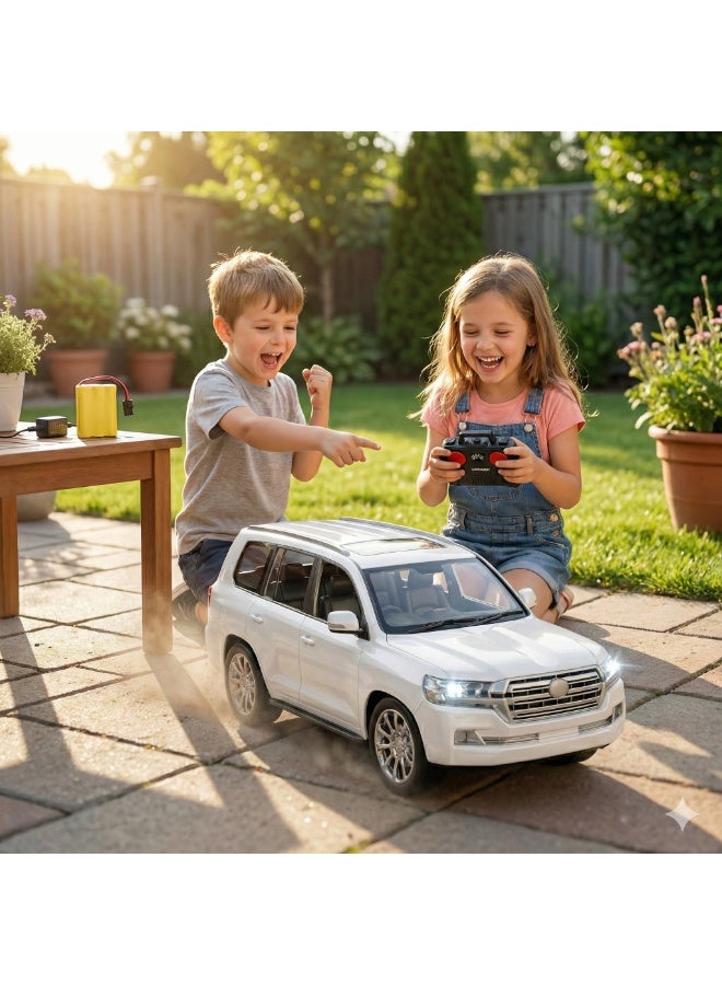 REZZOSS Remote Control Land Cruiser Car Toy for Kids – 1:16 Scale RC SUV Vehicle with LED Headlights | High Speed Electric Off-Road Jeep Model | Realistic White 4x4 Simulation Crawler | Best Birthday Gift for Boys & Girls 5+ - Image 4