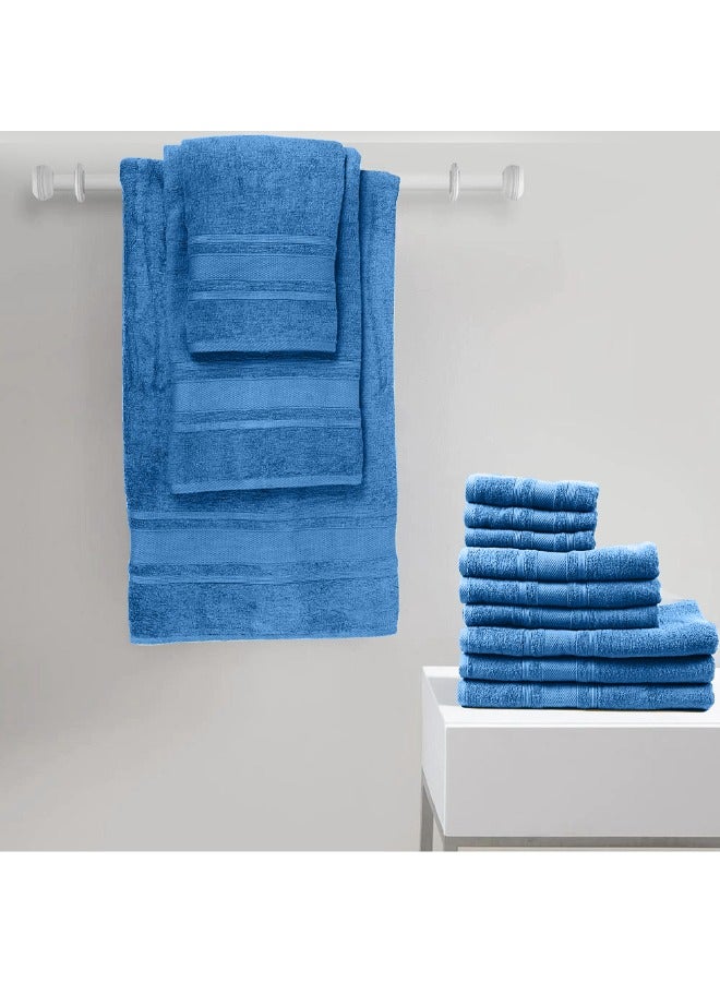 BYFT Home Castle (Blue) Premium Cotton Hand Towel (50 X 90 Cm-Set Of 2) Highly Absorbent, High Quality Bath Linen With Diamond Dobby 550 Gsm - Image 1