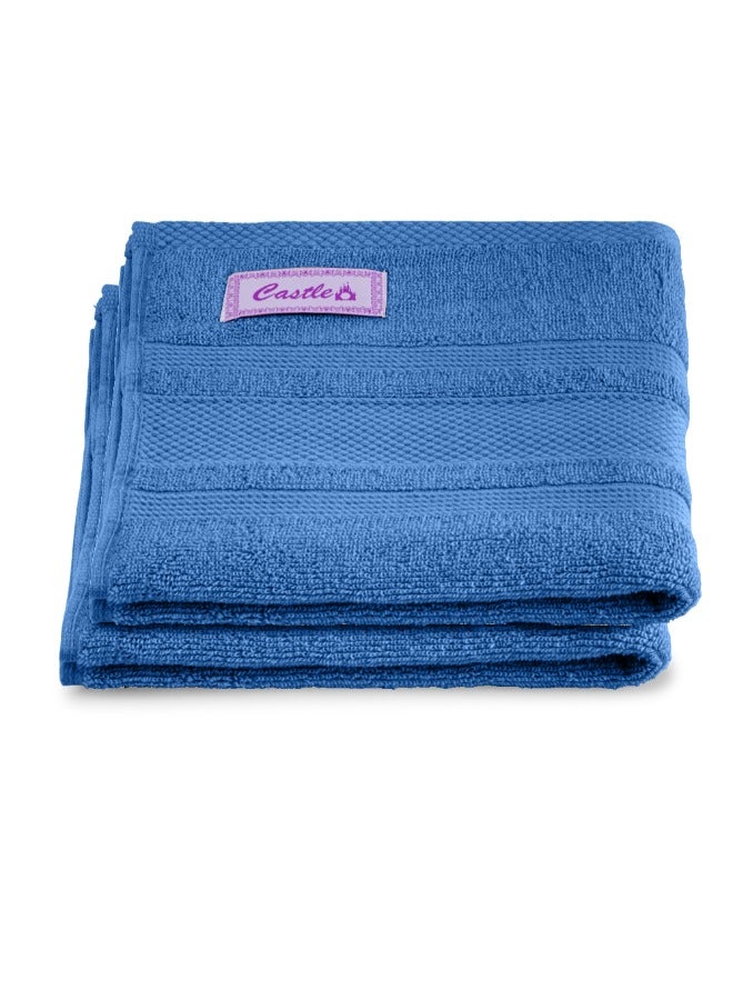 BYFT Home Castle (Blue) Premium Cotton Hand Towel (50 X 90 Cm-Set Of 2) Highly Absorbent, High Quality Bath Linen With Diamond Dobby 550 Gsm - Image 2