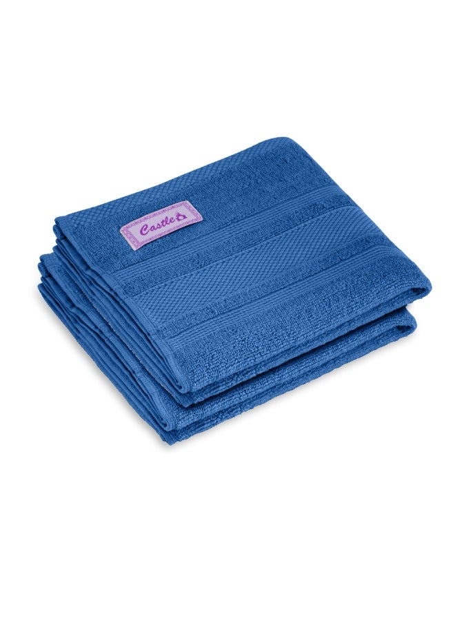 BYFT Home Castle (Blue) Premium Cotton Hand Towel (50 X 90 Cm-Set Of 2) Highly Absorbent, High Quality Bath Linen With Diamond Dobby 550 Gsm - Image 3
