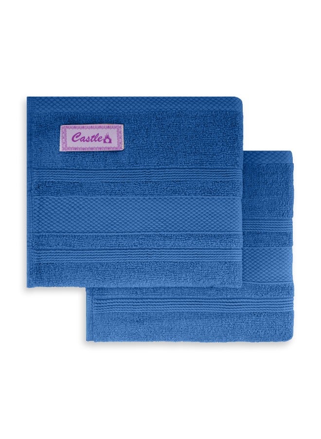 BYFT Home Castle (Blue) Premium Cotton Hand Towel (50 X 90 Cm-Set Of 2) Highly Absorbent, High Quality Bath Linen With Diamond Dobby 550 Gsm - Image 5