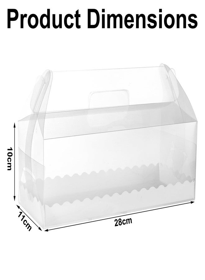 STARVAST 20PCS 11 Inch Clear Roll Cake Gable Boxes with Handle & Oil-Resistant Boards, Long Transparent Pastry Containers for Swiss Rolls, Bread, Cookies (11”x 4.3”x 4”) - Image 2