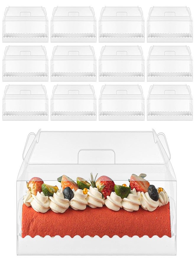 STARVAST 20PCS 11 Inch Clear Roll Cake Gable Boxes with Handle & Oil-Resistant Boards, Long Transparent Pastry Containers for Swiss Rolls, Bread, Cookies (11”x 4.3”x 4”) - Image 1