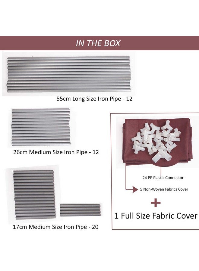 Ebee Metal 5 Shelves Cloth Cabinet (Maroon) - Image 3