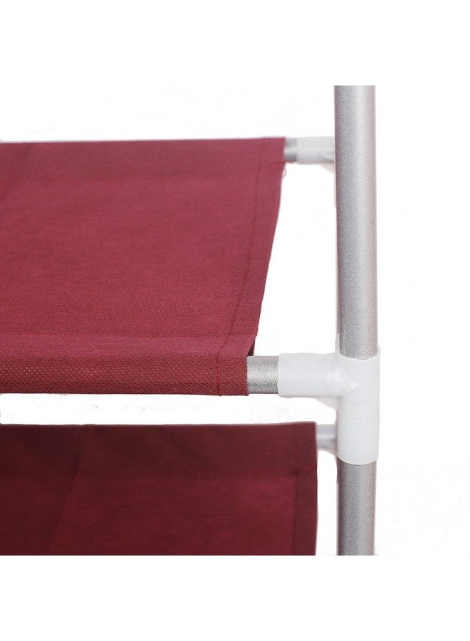 Ebee Metal 5 Shelves Cloth Cabinet (Maroon) - Image 5
