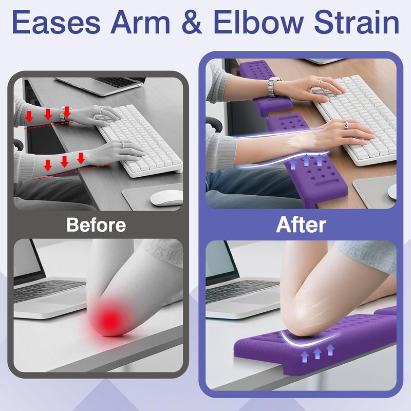 Retuhapy L-Shaped Desk Edge Cushion, 2 PCS Elbow Rest for Desk with Ergonomic Support, Memory Foam Elbow Pad & Arm Rest for Palm, Wrist & Forearm, Non-Slip & Separate Design, Office & Home, Purple - Image 2