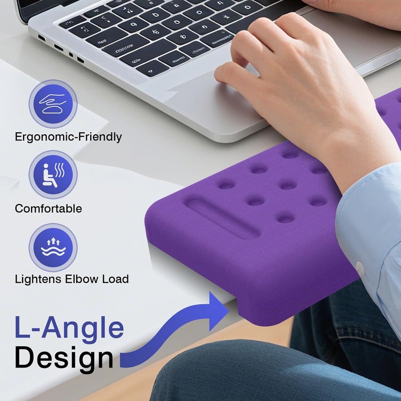 Retuhapy L-Shaped Desk Edge Cushion, 2 PCS Elbow Rest for Desk with Ergonomic Support, Memory Foam Elbow Pad & Arm Rest for Palm, Wrist & Forearm, Non-Slip & Separate Design, Office & Home, Purple - Image 5