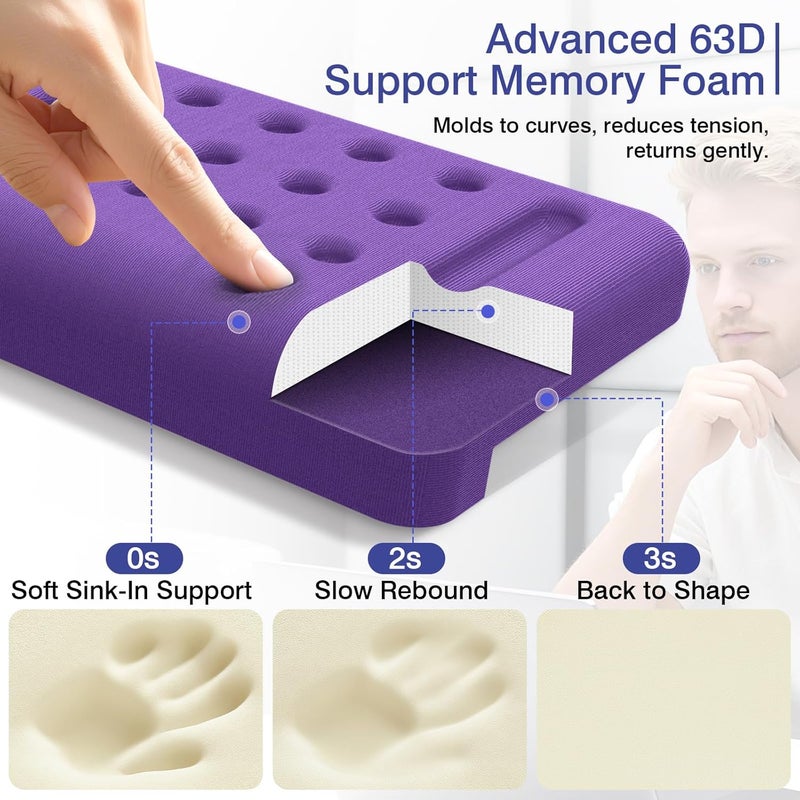 Retuhapy L-Shaped Desk Edge Cushion, 2 PCS Elbow Rest for Desk with Ergonomic Support, Memory Foam Elbow Pad & Arm Rest for Palm, Wrist & Forearm, Non-Slip & Separate Design, Office & Home, Purple - Image 3
