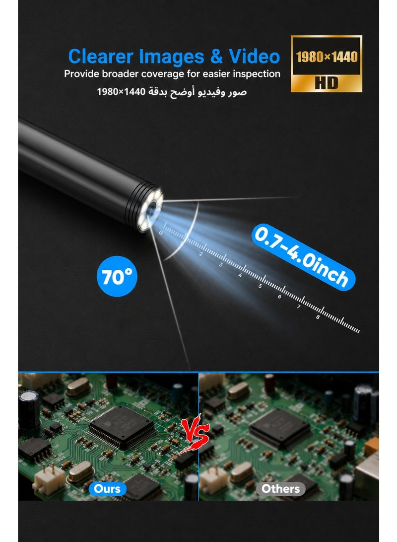 Yatao Dual Lens Endoscope Camera with Light, 2MP 1980×1440 HD Borescope, 8+1 Adjustable LED Lights, 16.5FT Semi-Rigid Snake Camera, 8mm IP68 Waterproof Probe for iPhone iPad Android, Black - Image 5