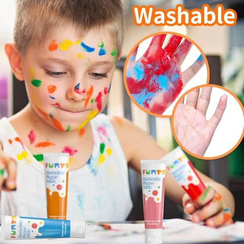Funto Washable Finger Paint for Kids, Safe & Non-Toxic Finger Painting for Toddlers 1-3, Bath Paint, Toddler Art Painting Supplies, 10 Assorted Colors - Image 5