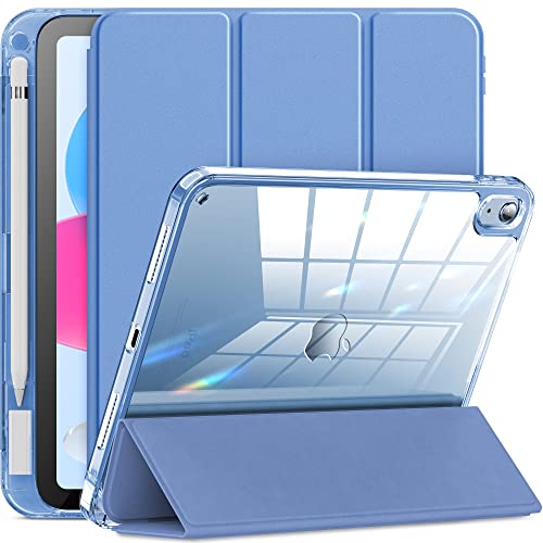 INFILAND Compatible with iPad A16 Case 11th Generation 11 Inch 2025, iPad 10th Generation Case 10.9 Inch 2022, Clear Slim Protective Cover with Apple Pencil Holder & Charging Adapter, Cerulean Blue - Image 1