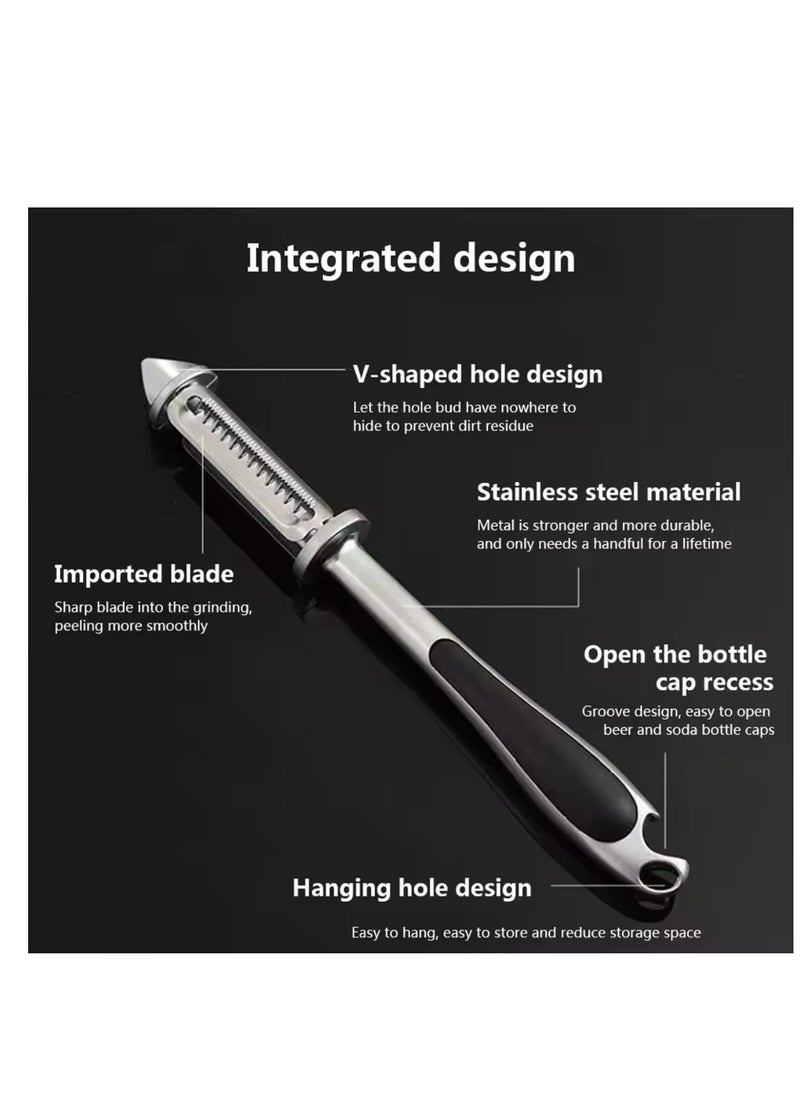 BLUE CORAL - 5 in 1 Vegetable Peeler Potato Carrot Multi-functional Grater Fruit Peeler Beer Opener Household Kitchen Gadget Accessories Tool - Image 1