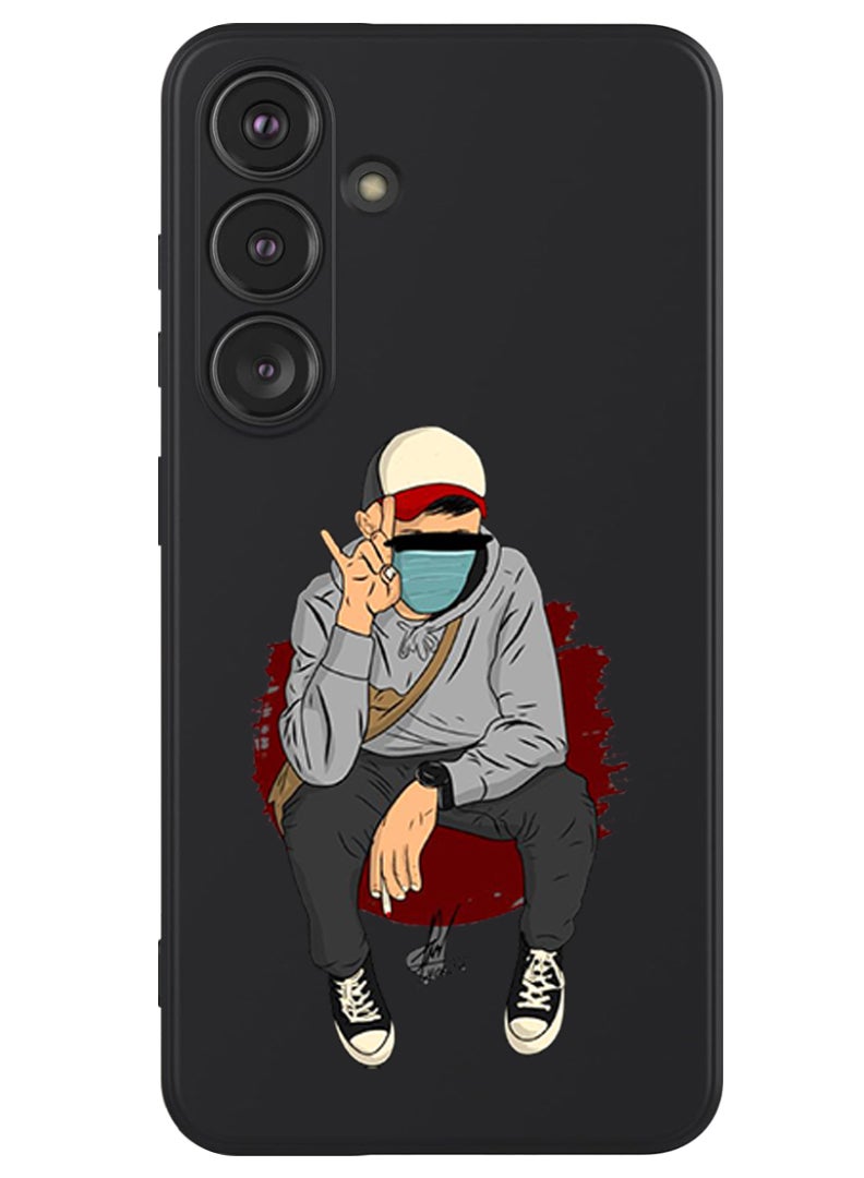 Theodor Protective Slim Fit Case Liquid Silicone Cover with Full Body Protection Anti-Scratch Shockproof Case For Samsung Galaxy S24 (Black) - peace - Image 1