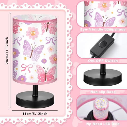 Glooglitter Butterfly Table Lamp 3 Colors Dimmable Lights Butterfly Room Bedroom Decor 1102 x 512 Inch Pink Night Light Bedside Lamps Decoration for Bedroom Desk Birthday Gifts Home Decor - Image 3