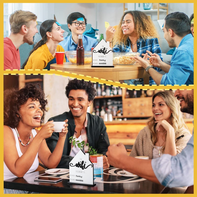 يوليجو علامة مرور بنمط WiFi للضيوف في المنزل طاولة خشبية علامة بنمط WiFi خشبية مع لوحة قابلة للمسح وقلم سبورة لتزيين قطع الطاولة المركزية للأعمال المنزلية (قلم أبيض للسبورة البيضاء) - Image 5