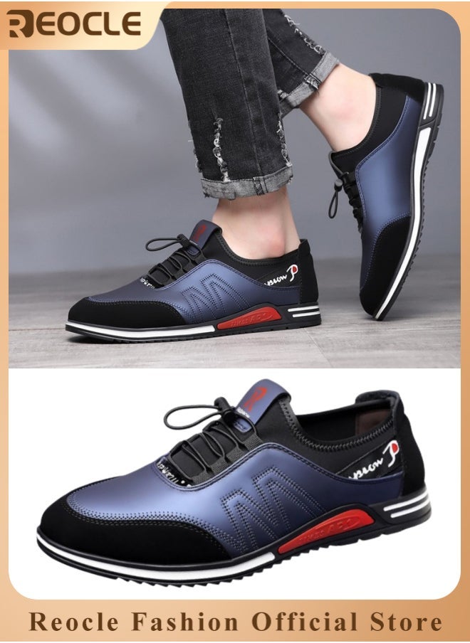 ريوكل أحذية رجالية عصرية أحذية كاجوال للرجال بنمط بريطاني بسيط ونعال ناعمة أحذية رياضية برباط تهوية وقاعدة مقاومة للانزلاق أحذية تنس رجالية - Image 1