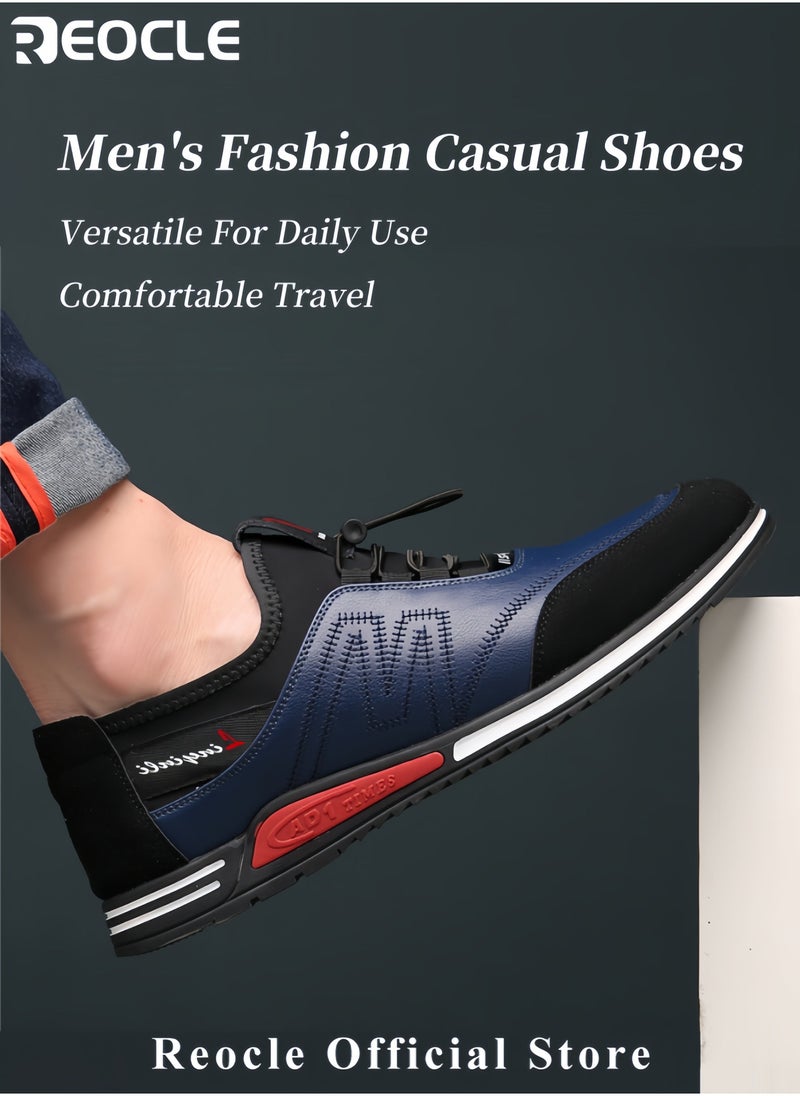 ريوكل أحذية رجالية عصرية أحذية كاجوال للرجال بنمط بريطاني بسيط ونعال ناعمة أحذية رياضية برباط تهوية وقاعدة مقاومة للانزلاق أحذية تنس رجالية - Image 2