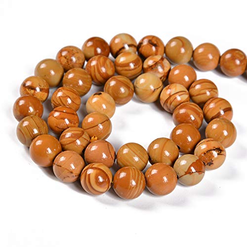 Nancybeads 60pcs 6mm Natural Woodgrain Jasper Gemstone Round Spacer Loose Stone Beads for Jewelry Making 15.5" 1 Strand (Woodgrain Jasper, 6mm 60Beads) - Image 2