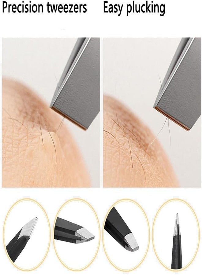 SIQULIX 6PCS Professional Eyebrow Tweezers Set for Women and Men, Premium Stainless Steel Tweezer Kit, Best Tweezers Precision for Ingrown Hair, Facial Hair, Eyebrows Plucking - Image 4