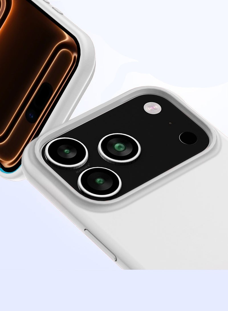 CATANES 2 Packs Silicone Protective Phone Case for iPhone 17 Pro - Soft Anti-Scratch Microfiber Lining Ultra Slim Drop Protection Phone Cover with 3D Screen Protector - White - Image 3