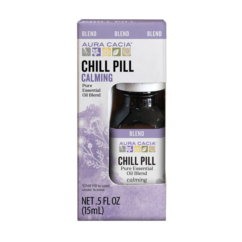 Aura Cacia Aura Cacia Chill Pill Essential Oil, 0.5 Ounce, Lavender, Peppermint, Sweet Orange, Basil, Chamomile and Patchouli - Image 1