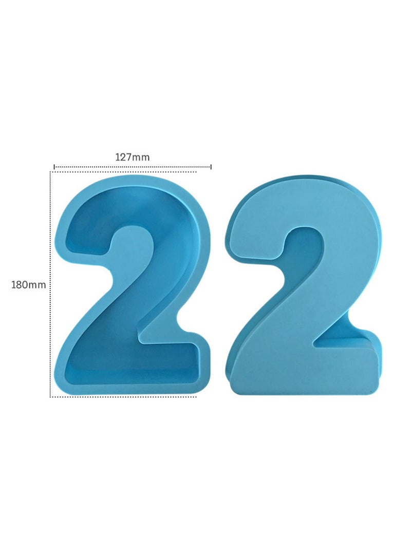 قالب سيليكون كبير متعدد الاستخدامات على شكل حرف 2 – مثالي للإيبوكسي، الشوكولاتة، الصابون، الشموع، والمشاريع اليدوية