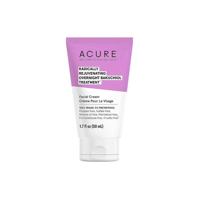 Acure Radically Rejuvenating Bakuchiol Facial Cream - Plant Squalane Retinol Alternative for Overnight Skin Treatment- Vegan Plant-Based Extract - Helps Reduce Appearance of Fine Lines, 1.7 fl oz - Image 1