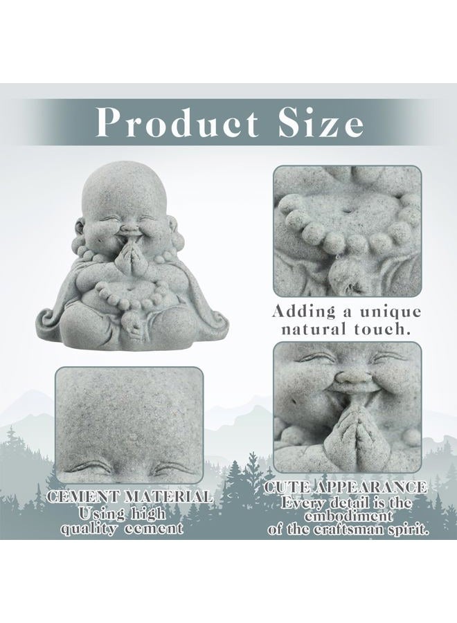 Landical Buddha Sandstone Statues, Zen Monk Praying Statue Sculptures Ornament for Wealth Good Luck Feng Shui Decor Home Office Car Decoration(Prayer Buddha) - Image 3