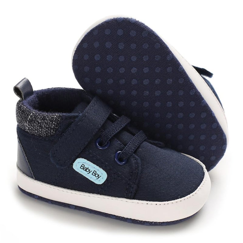 Meckior Meckior Toddler Baby Boys Girls High Tops Ankle Sneakers Soft AntiSlip Sole PU Leather Moccasins Infant Newborn Prewalker First Walking Crib Shoes 
