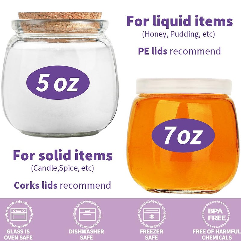 Syntic 40 Pack Small Glass Jars with Cork Lids, 7oz Empty Mason Jars for Making Candles, Yogurt Container with PE Lids for Wedding Favors, Baby Shower, Candy, Spices with Twine, Labels - Image 4