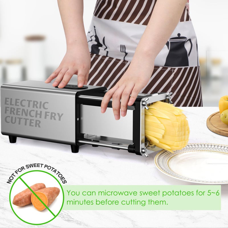 YOTAN Electric French Fry Cutter,French Fry Cutter Stainless Steel with 1/2 & 3/8 Inch Blade,Commercial and Household Electric Fry Cutter,Potato Slicer,Use for Potatoes,Onion,Cucumbers,Apples - Image 2